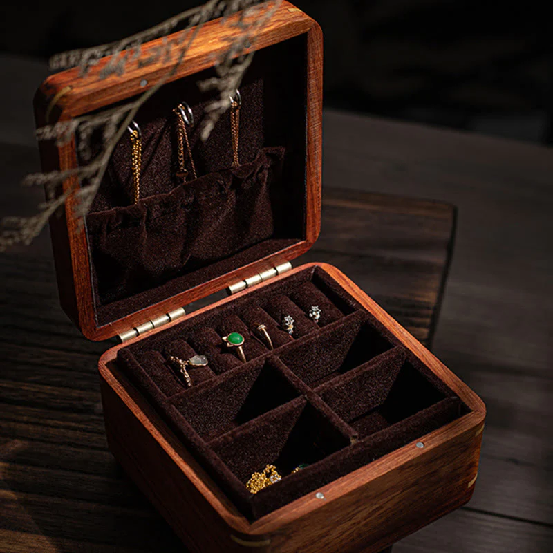 Buddha Stones Antique Flower Leaf Handmade Rosewood Jewelry Storage Box Wooden Gift Organizer Box