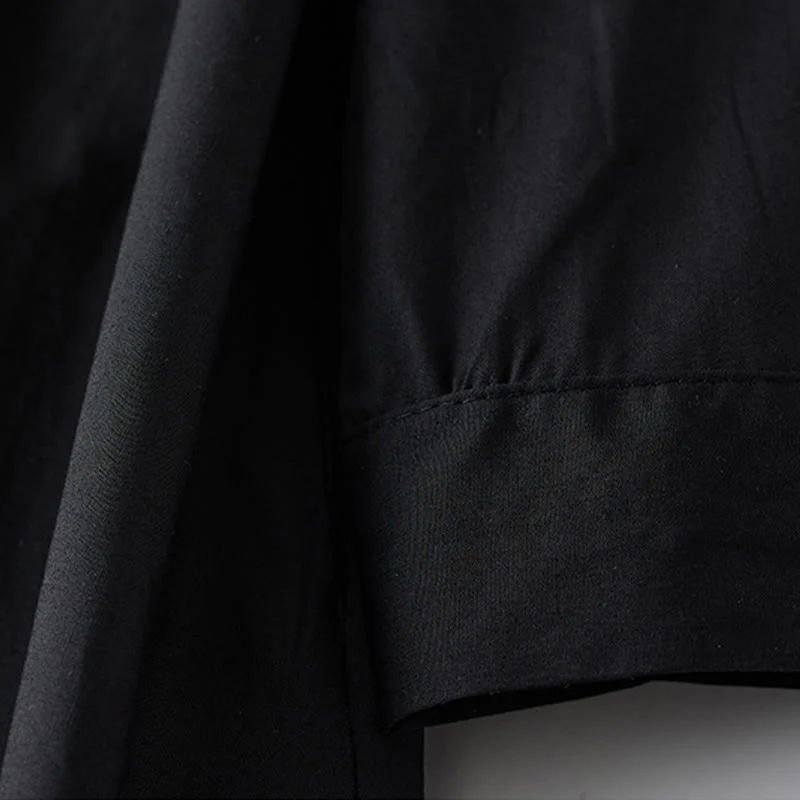 Buddha Stones Printing Irregular Lines Back Lace-up Design Lapel Cotton Midi Dress With Pockets