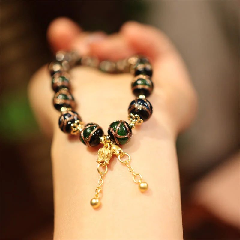 Buddha Stones Tibetan Gold Swallowing Beast Family Five God Of Wealth Thangka Fortune Bead Bracelet