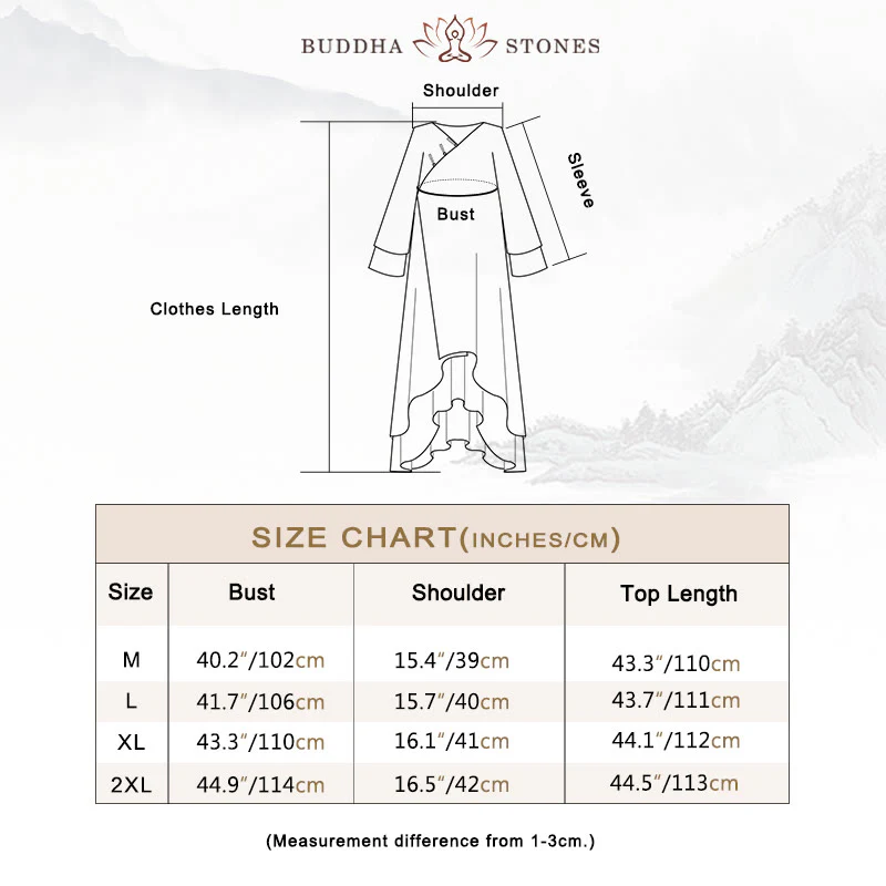 Buddha Stones V-Neck Midi Tunic Dress Wide Leg Pants Meditation Zen Practice Dance Clothing