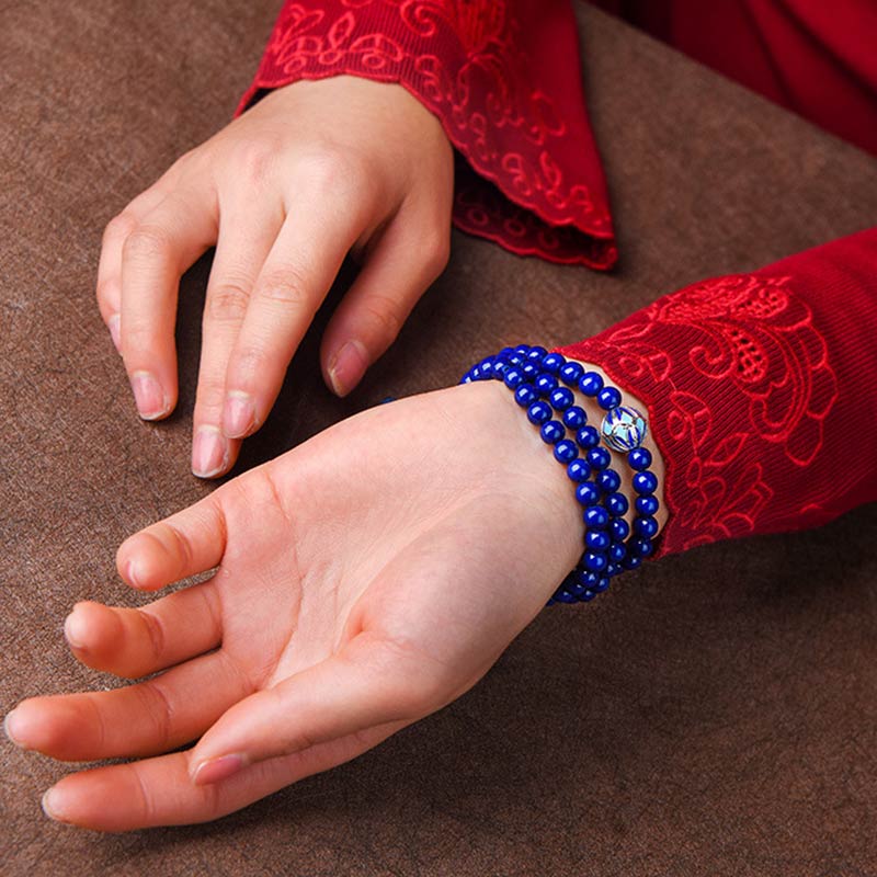 Buddha Stones Lazurite Yellow Agate Positive Bracelet