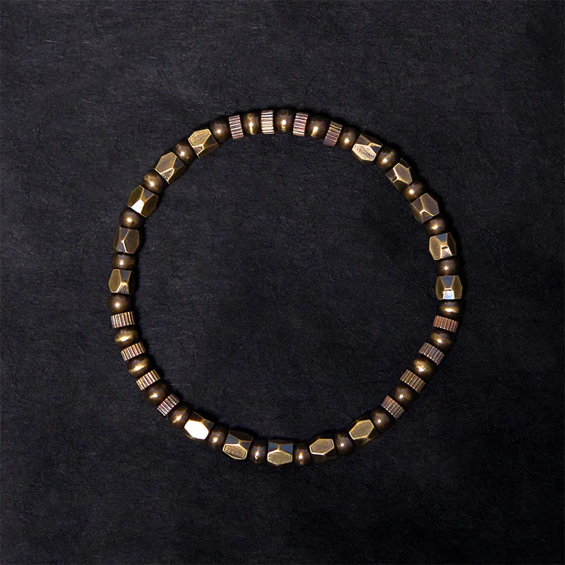 Buddha Stones Retro Distressed Irregular Design Copper Brass Luck Bracelet