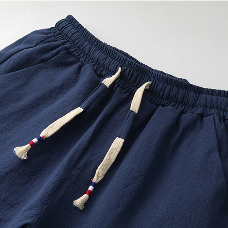 Buddha Stones 2Pcs Chinese Characters Crane Cotton Shirt Pants With Pockets Men's Meditation Cloth Set