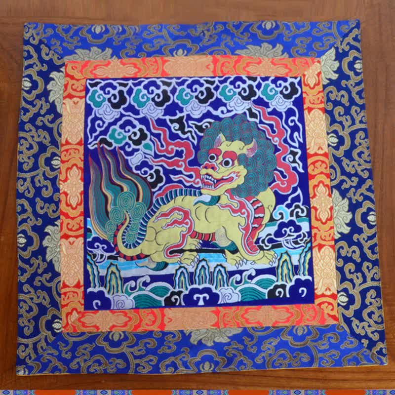 Buddha Stones Fengshui Kirin Prayer Altar Mat Healing Meditation Auspicious Symbol Mat