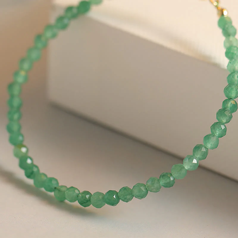 Buddha Stones 3mm Small Green Aventurine Ultra-Thin Beads Luck Bracelet