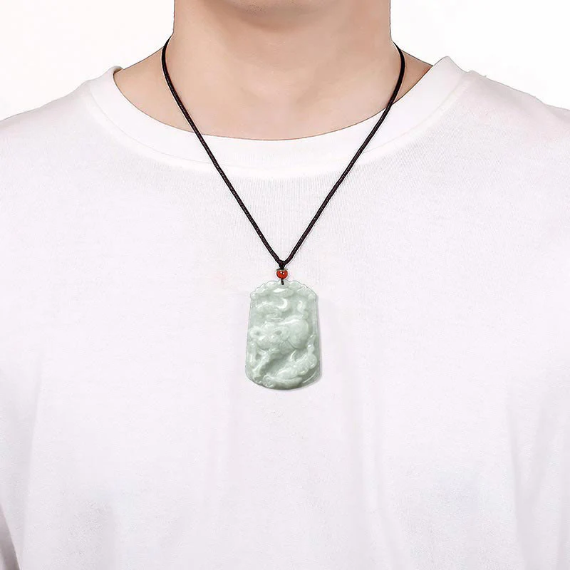 Buddha Stones Natural Jade 12 Chinese Zodiac Abundance Amulet Pendant Necklace