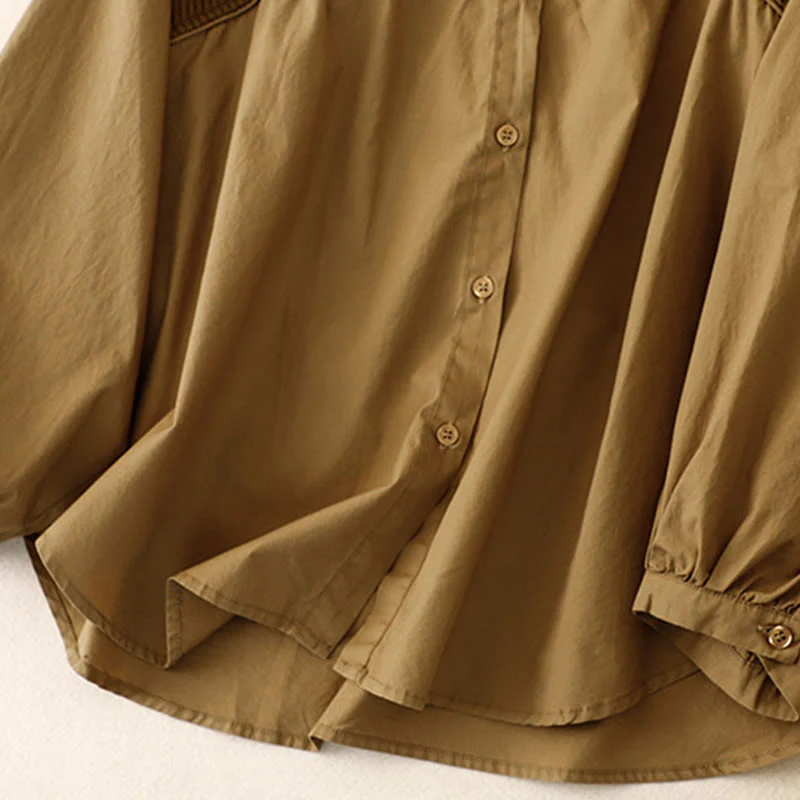 Buddha Stones Plain Stand Collar Women's Cotton Corduroy Jacket