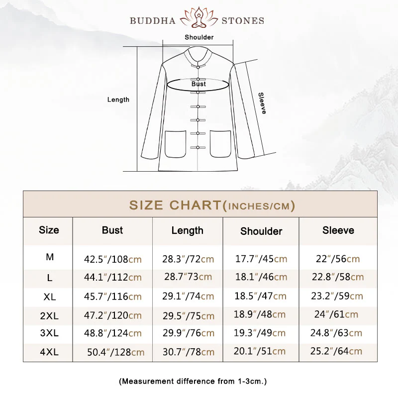 Buddha Stones Meditation Frog-Button Tang Long Sleeve Shirt Pants Men's Suit
