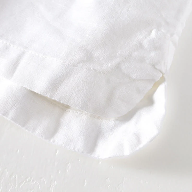 Buddha Stones Summer Stand Collar Short Sleeve Cotton Linen Half Button Men's Shirt