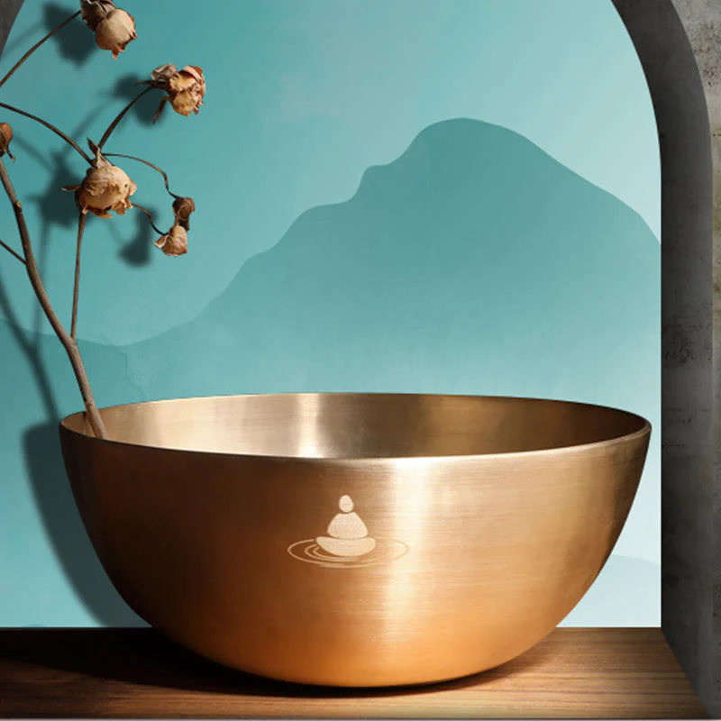 Buddha Stones Handmade Nepal Golden Singing Bowl for Healing and Meditation Sound Bowl Set