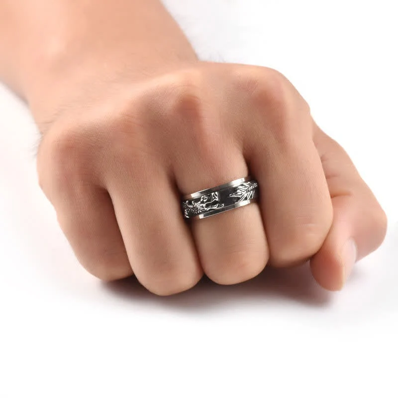 Buddha Stones Dragon Titanium Steel Stimulation Rotatable Ring (Extra 30% Off | USE CODE: FS30)