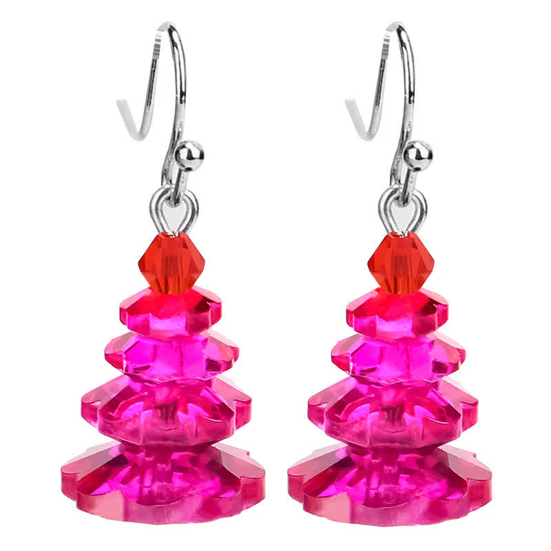 Buddha Stones Various Crystals Christmas Tree Amethyst Peace Healing Drop Earrings