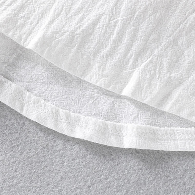 Buddha Stones Summer Solid Men's Buttons Half Sleeve Cotton Linen Shirt