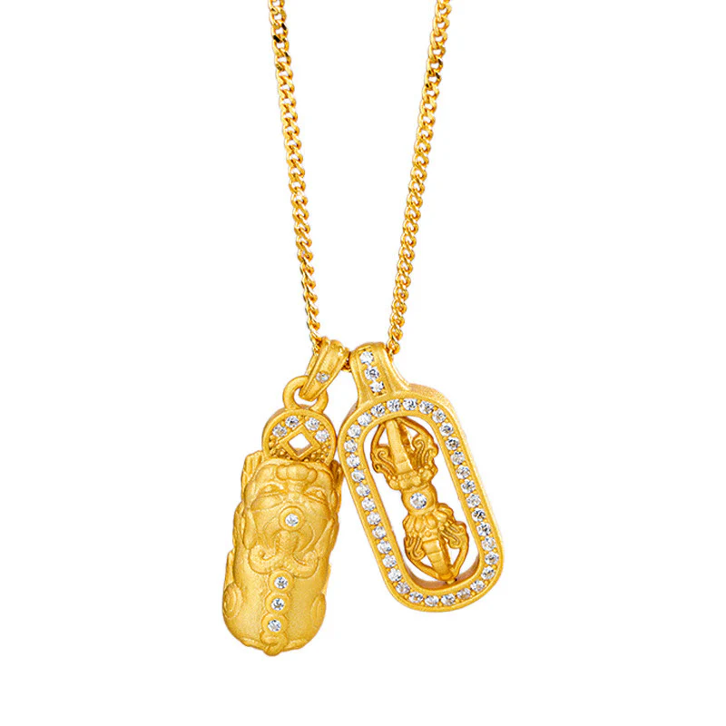 Buddha Stones 925 Sterling Silver Mini PiXiu Dorje Vajra Wealth Necklace Pendant