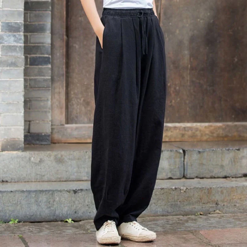 Buddha Stones Plain Design Cotton Women's Pants