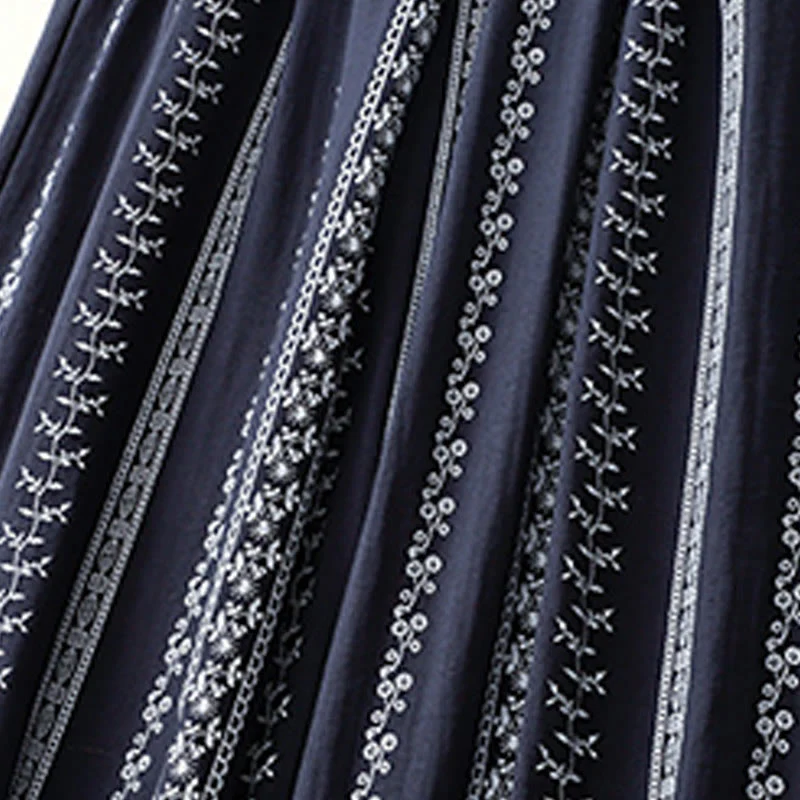 Buddha Stones Casual Vertical Printing Cotton Linen Women's Wide Leg Pants With Pockets