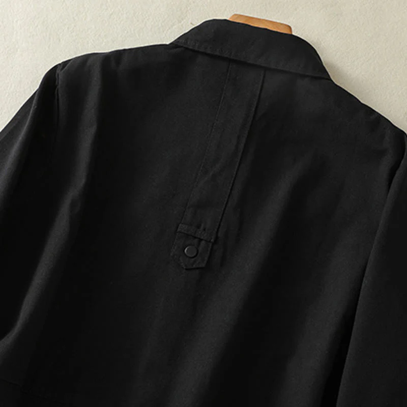 Buddha Stones Plain Button Design Stand Collar Women's Cotton Jacket