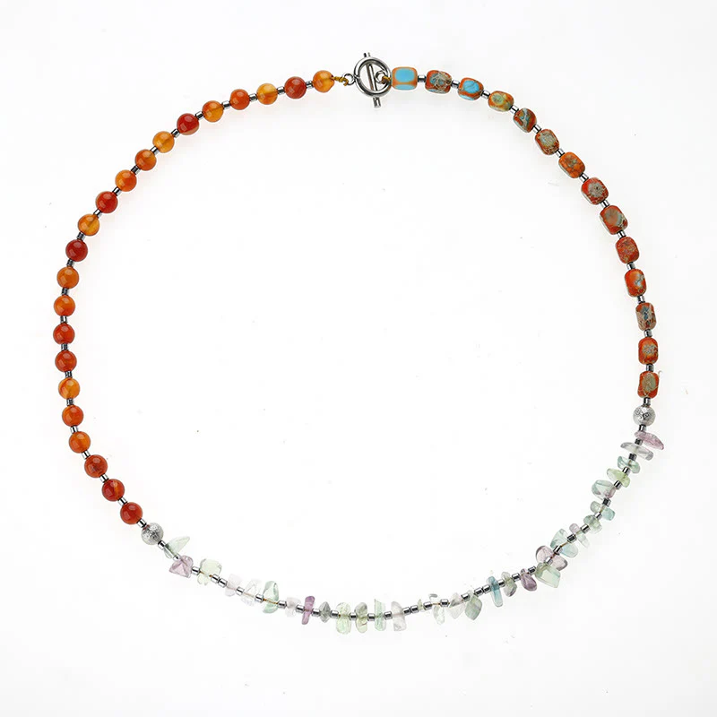 Buddha Stones Fluorite Red Agate Emperor Stone Power Triple Wrap Bracelet