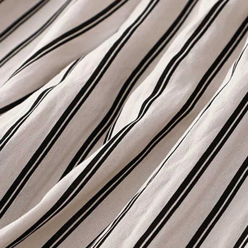 Buddha Stones Casual Acrylic Stripe Lace-up Women's Wide Leg Pants With Pockets