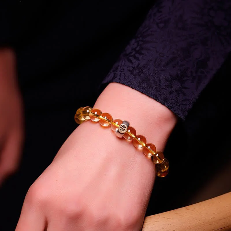Buddha Stones 925 Sterling Silver Chinese Zodiac Natal Buddha Citrine Protection Bracelet