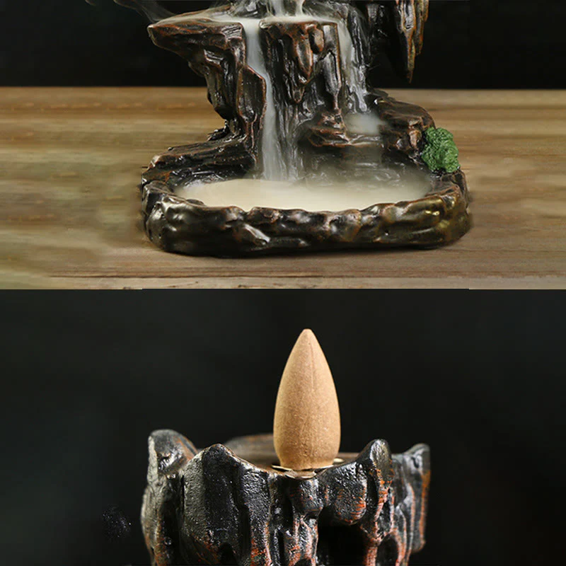 Buddha Stones Waterfall Backflow Incense Burner Mountain Tower Incense Holders