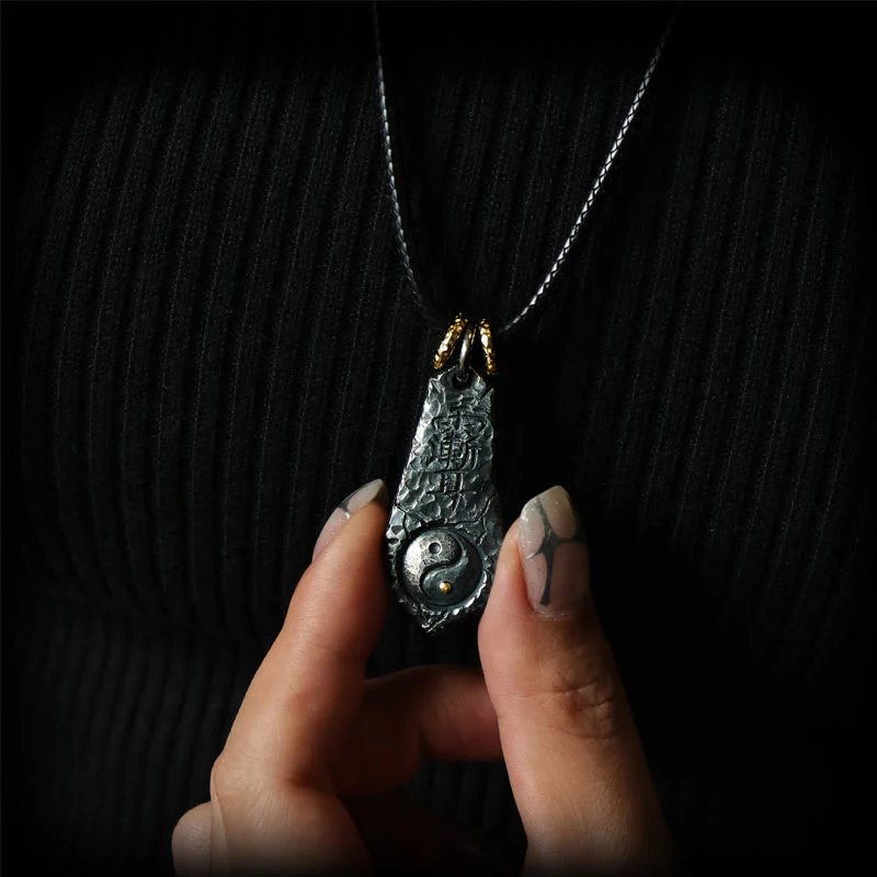 Buddha Stones 999 Sterling Silver 24k Gold Big Dipper Yin Yang Design Harmony Necklace Pendant