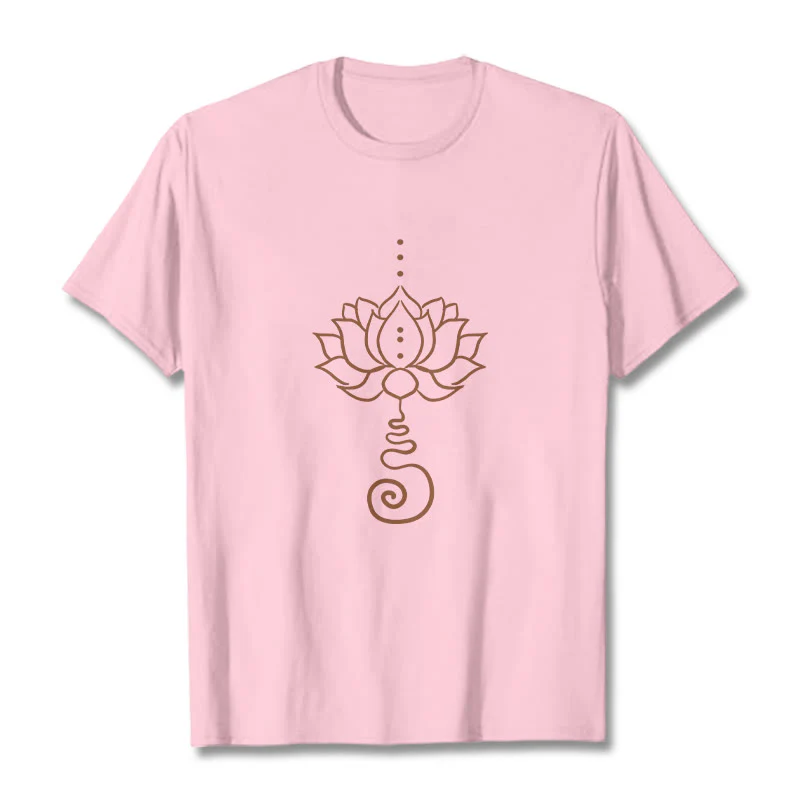 Buddha Stones Casual Lotus Design Cotton Tee T-shirt
