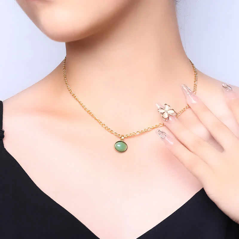 Buddha Stones Oval Turquoise Strength Titanium Steel Necklace Pendant