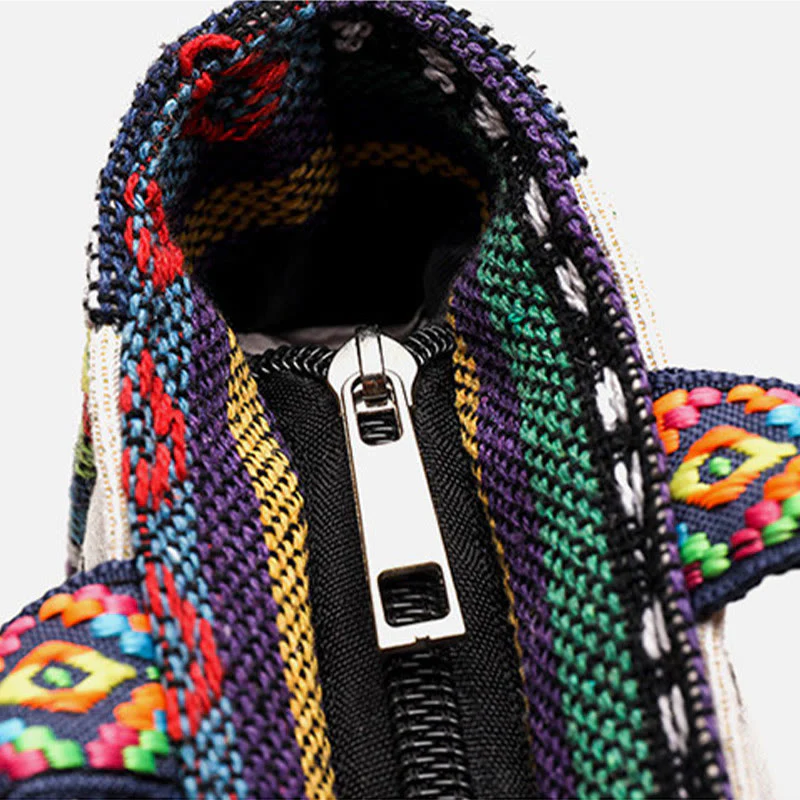 Buddha Stones Elephant Butterfly Embroidered Large Capacity Canvas Tote Bag Shoulder Bag