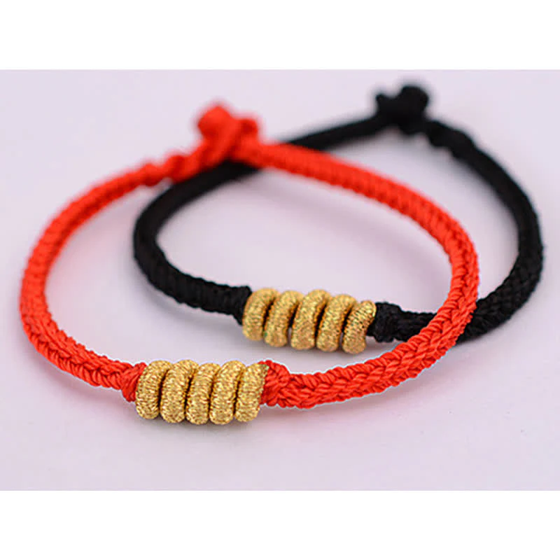 Buddha Stones Handmade Simple Design Chinese Knotting Luck Strength Braid String Bracelet
