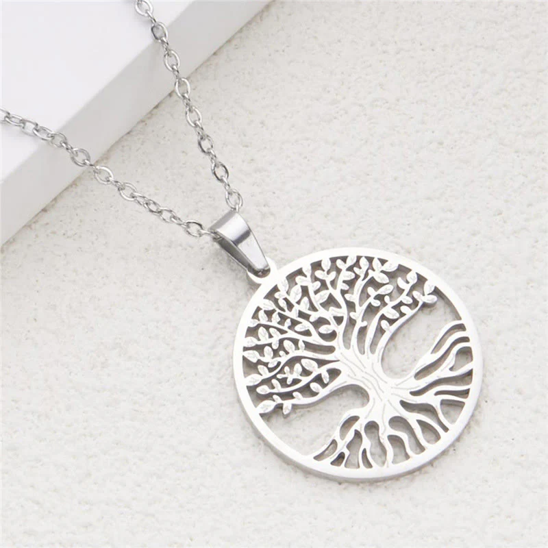 Buddha Stones The Tree Of Life Titanium Steel Enlightenment Necklace Pendant