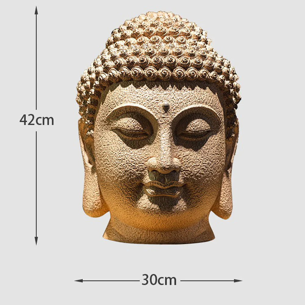 Buddha Stones Closed Eyes Meditating Buddha Head Resin Statue Zen Home Decoration 42*30*30cm