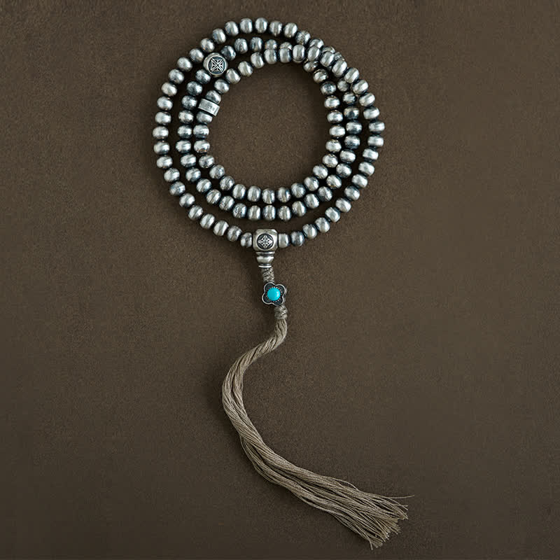 Buddha Stones 108 Mala Beads 925 Sterling Silver Red Agate Turquoise Confidence Charm Bracelet