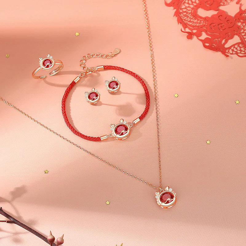 Buddha Stones 925 Sterling Silver Year Of The Dragon Luck Red Zircon Necklace Pendant Bracelet Earrings Ring (Extra 30% Off | USE CODE: FS30)