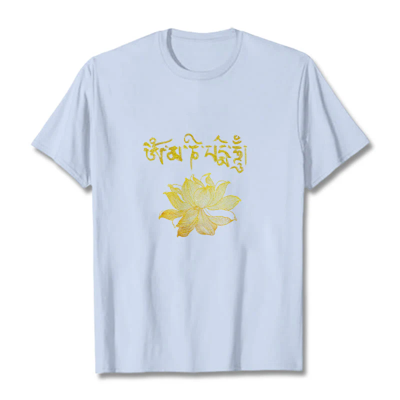 Buddha Stones Golden Lotus Sanskrit Tee T-shirt