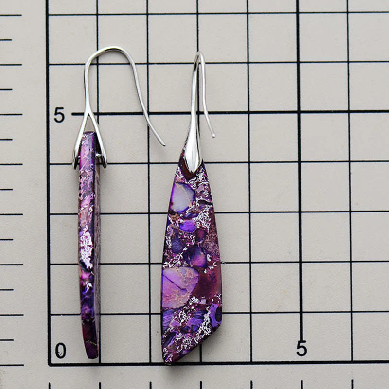 Buddha Stones Natural Emperor Stone Geometric Crystal Anti-Stress Earrings