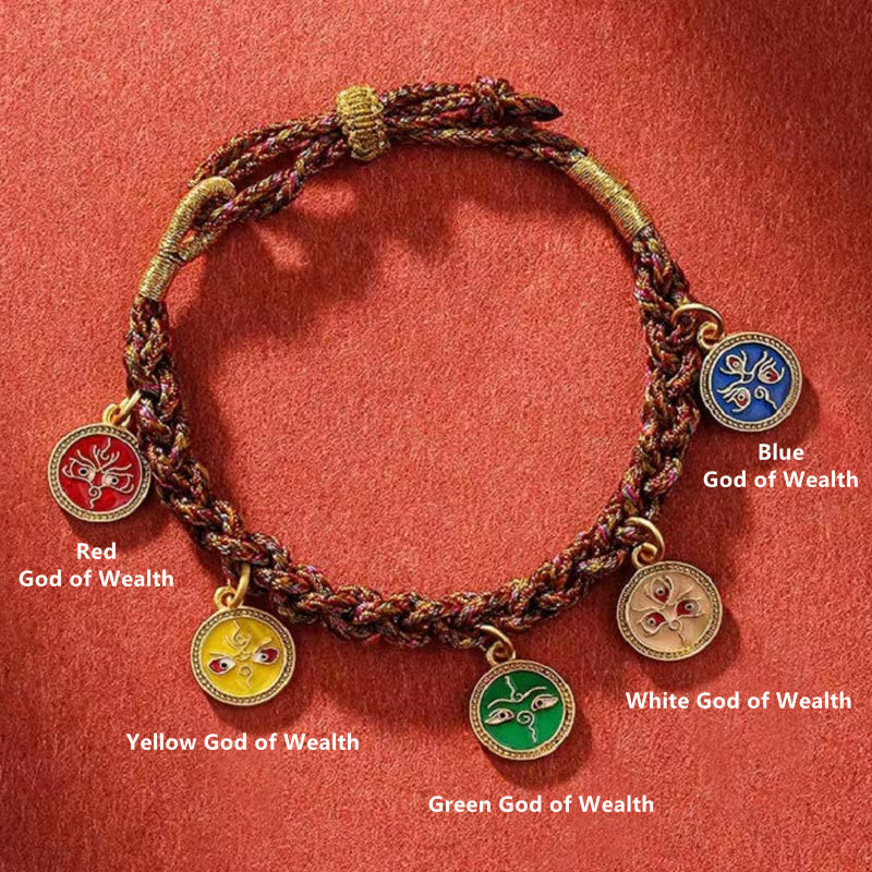 Buddha Stones Tibetan Five God Of Wealth Thangka Luck Braid String Bracelet