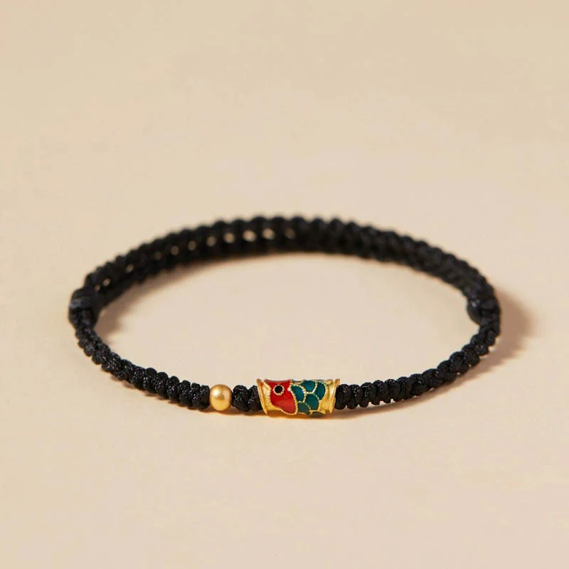 Buddha Stones Handcrafted Koi Fish Wealth Prosperity Braided Rope Bracelet