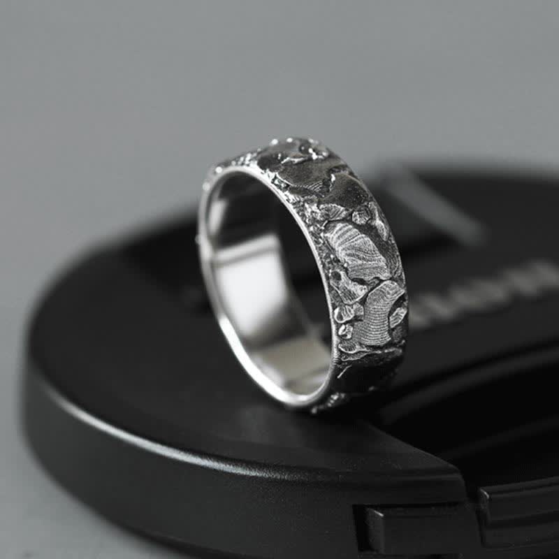 Buddha Stones Rock Pattern Luck Blessing Copper Ring