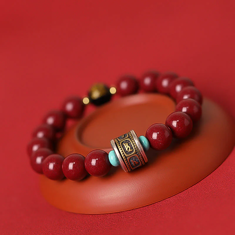 Buddha Stones 925 Sterling Silver Chinese Zodiac Natal Buddha Cinnabar Om Mani Padme Hum Calm Bracelet