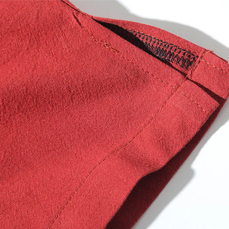 Buddha Stones Embroidery Flying White Cranes Cotton Linen Open Front Jacket Men's Kimono