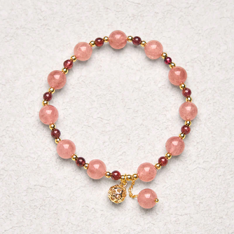 Buddha Stones Natural Strawberry Quartz Garnet Healing Bracelet