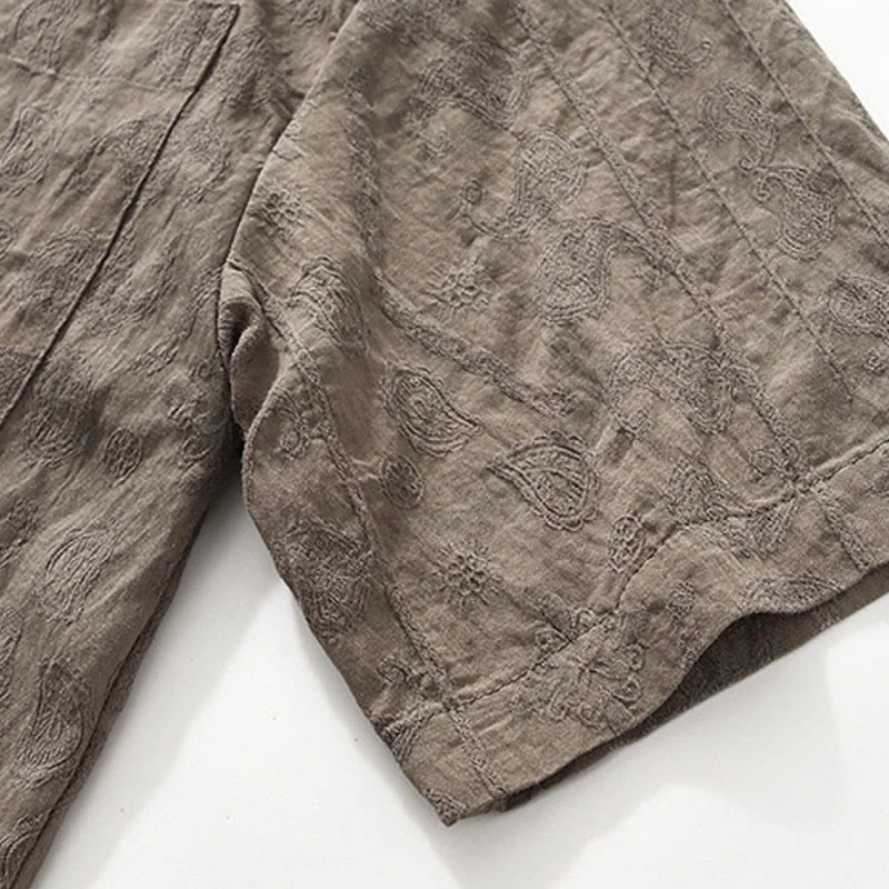 Buddha Stones Summer Short Sleeve Buttons Men's Shirt With Two Pockets