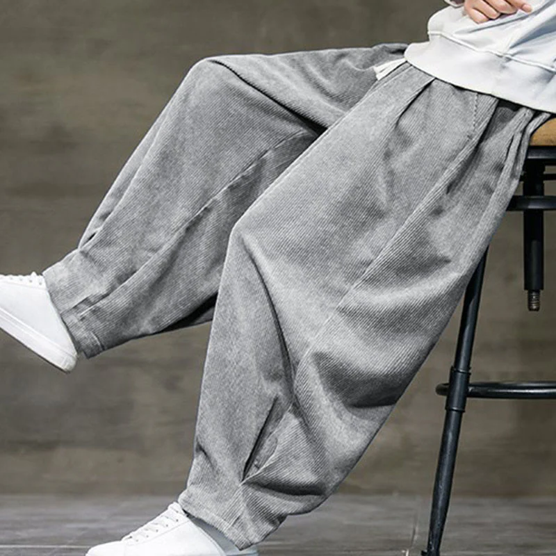 Buddha Stones Casual Plain Cotton Bloomer Men's Pants With Pockets