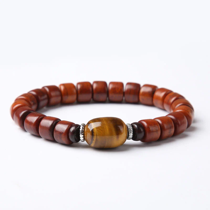Buddha Stones Tibetan Bone Beads Three-Eyed Dzi Bead Sheep Horn Red Agate Strength Bracelet