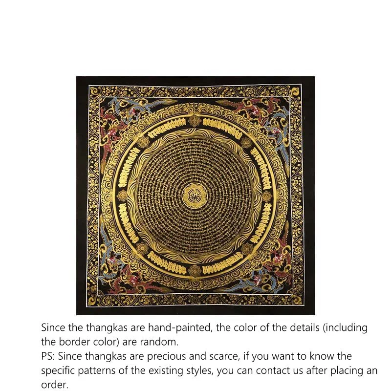 Buddha Stones Tibetan Thangka Painting Om Mani Padme Hum Dragon Phoenix Scripture Handmade Decoration(Random Style)