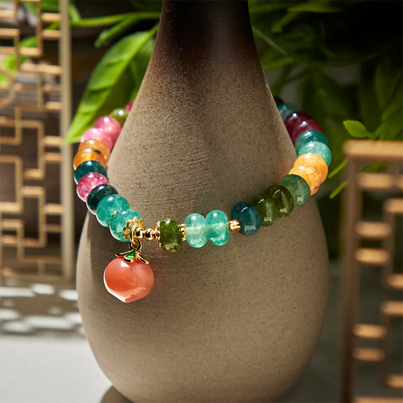 Buddha Stones Tourmaline Yanyuan Agate Peach Positive Bracelet