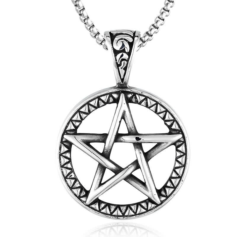 Buddha Stones Pentagram Titanium Steel Balance Necklace Pendant