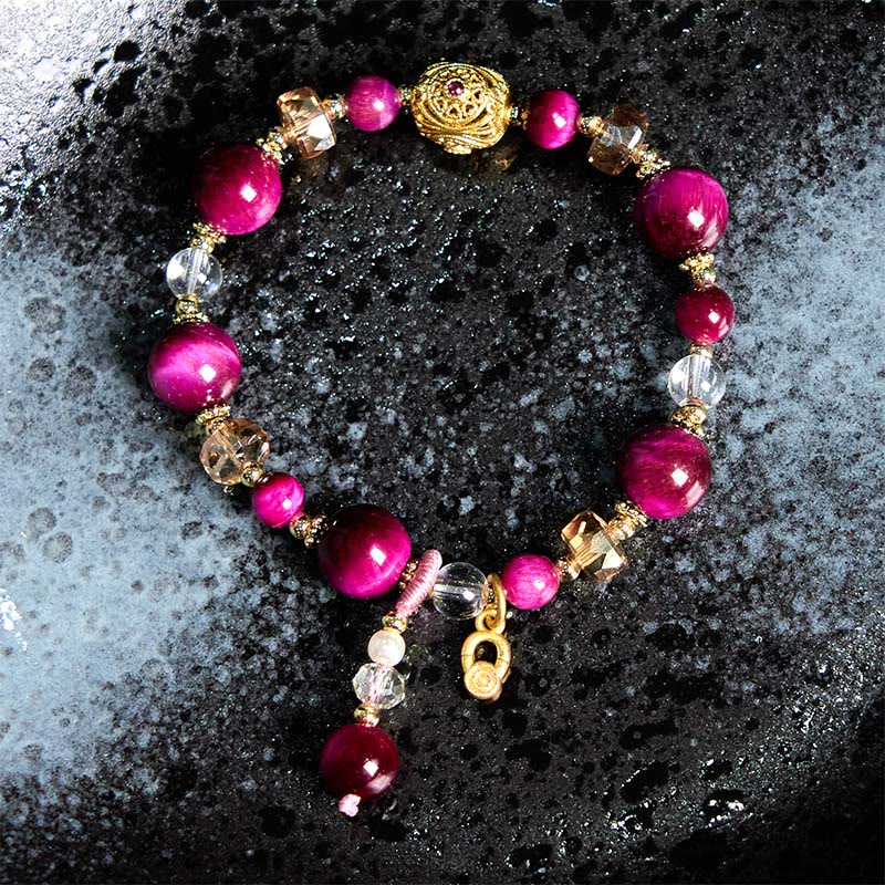 Buddha Stones Natural Red Tiger Eye Green Tiger Eye Beads Weight Balance Bracelet