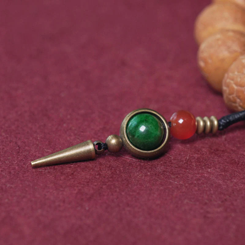 Buddha Stones Tibet Bodhi Seed Dzi Bead Peace Charm Wrist Mala Bracelet